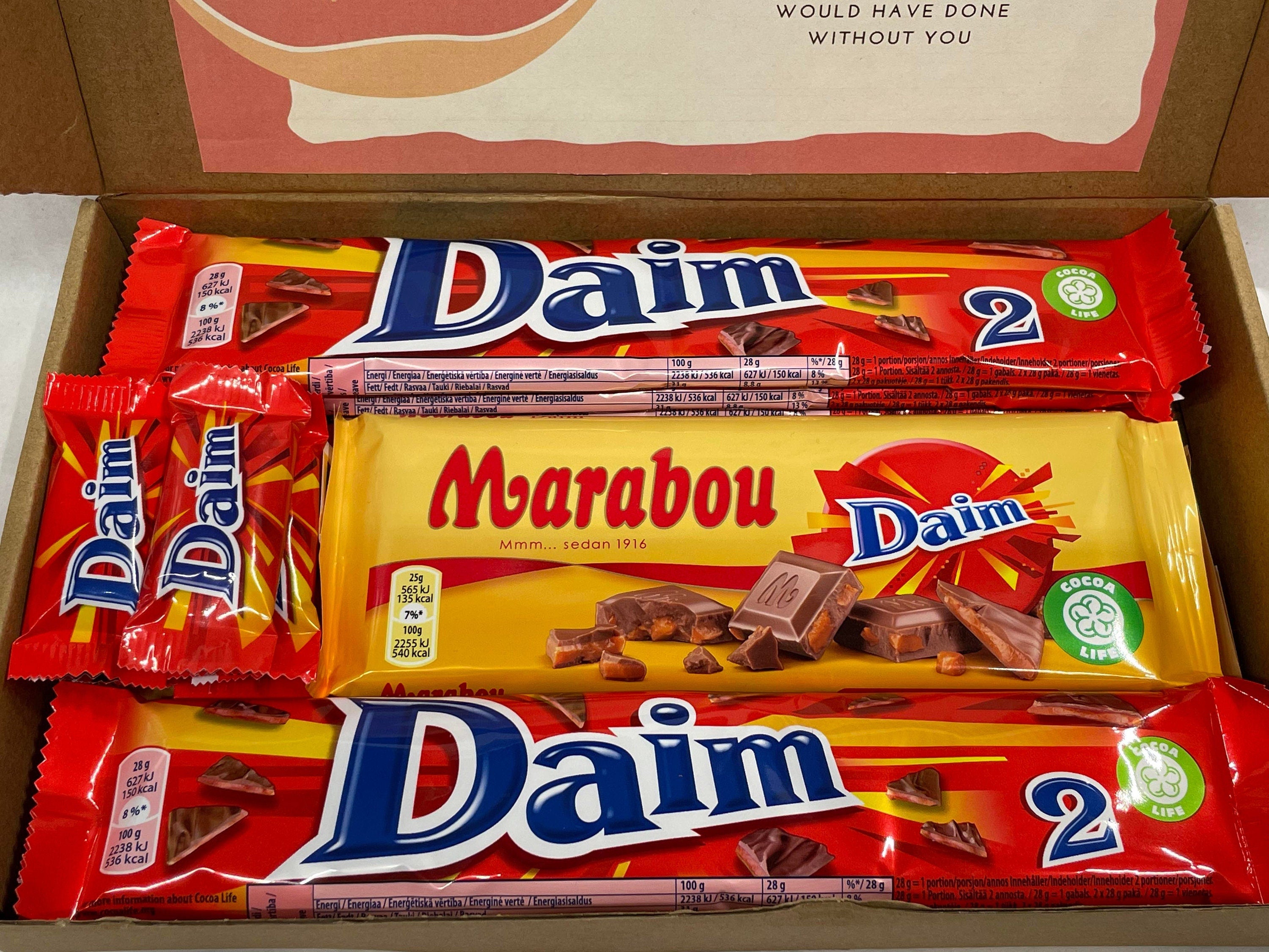 Daim chocolate gift box heavy size containing eight 56g double bars, thirteen 6.5g mini bars, and two 90g bars