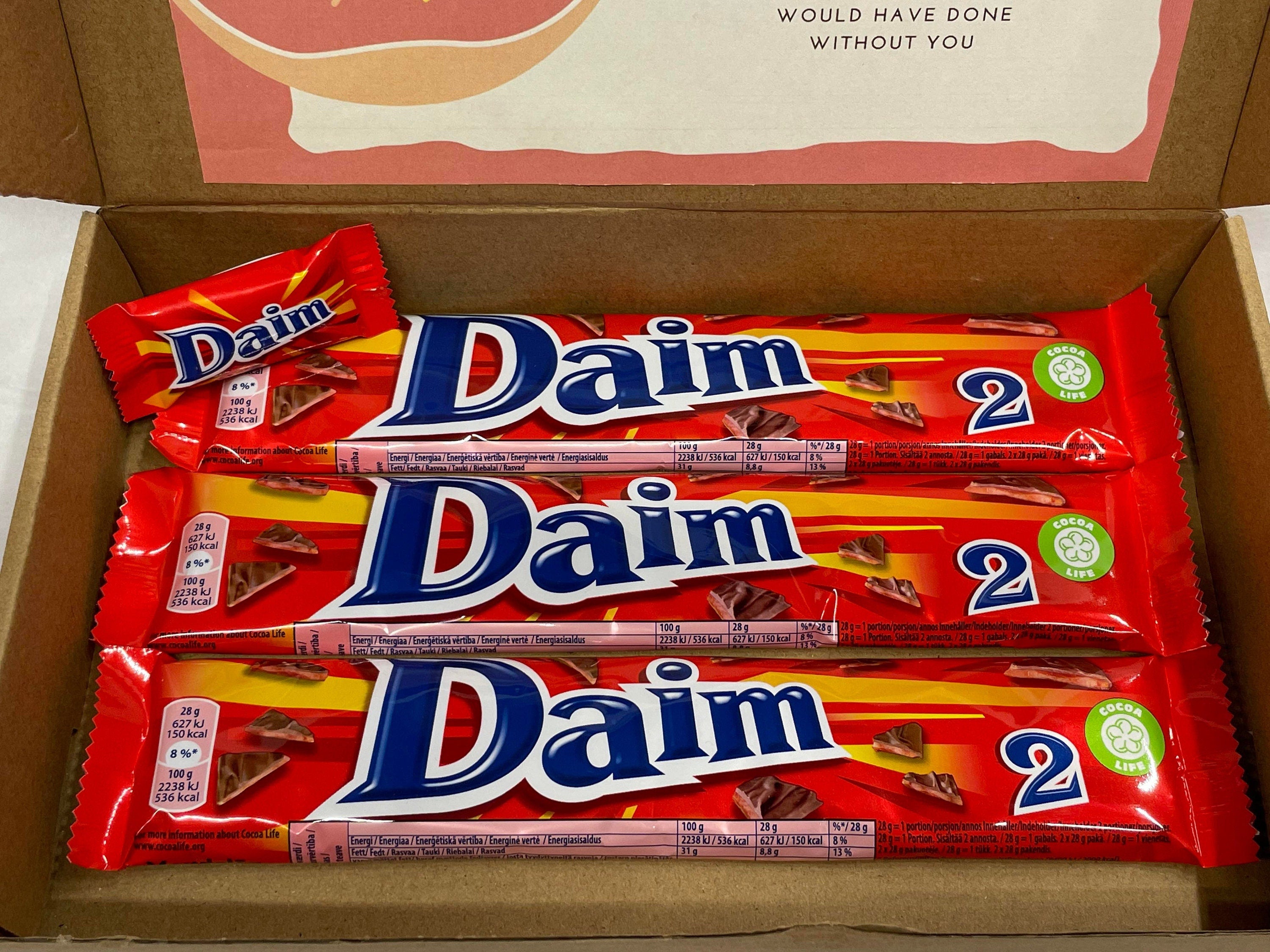 Daim chocolate gift box light size containing three 56g double bars and one 6.5g mini bar