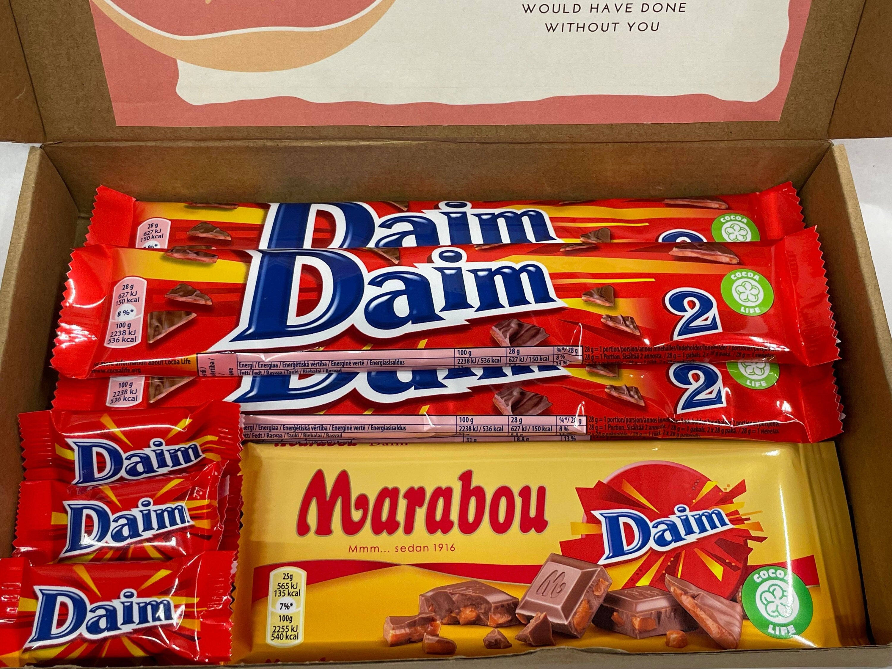 Daim chocolate gift box medium size containing seven 56g double bars and six 6.5g mini bars