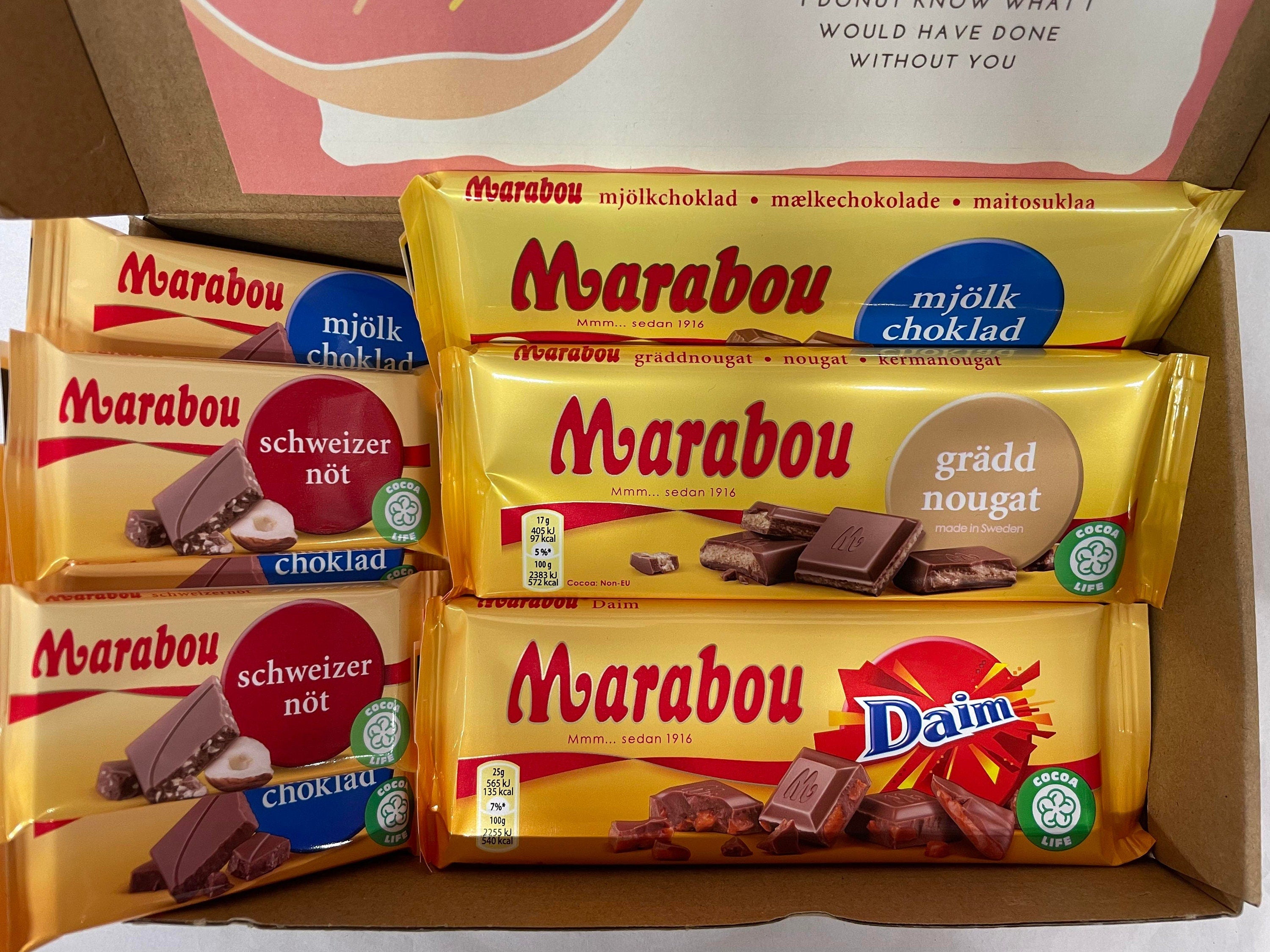 Marabou milk chocolate gift box medium size containing five 25g bars and three 90g bars
